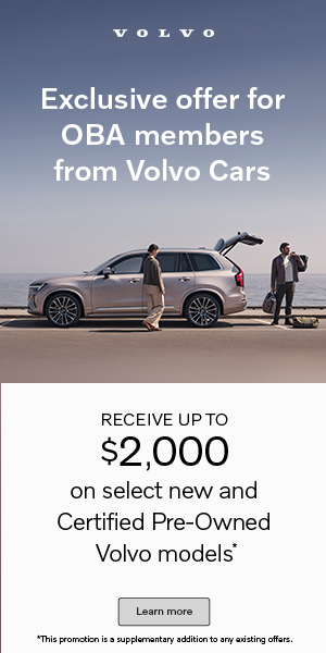 Exclusive offer flyer for OBA Members featuring a luxury car image and a $2,000 limited-time incentive promotion with dealership details and eligibility information