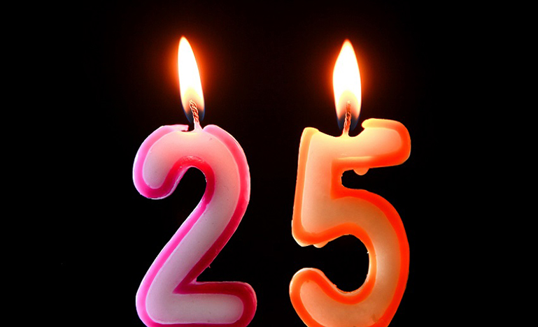 pink candle of 2, Orange candle of 5 - burning