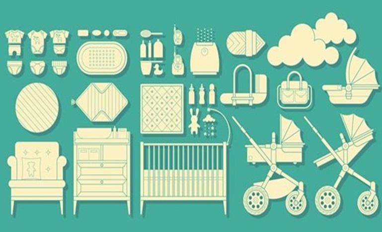 baby items on a blue background